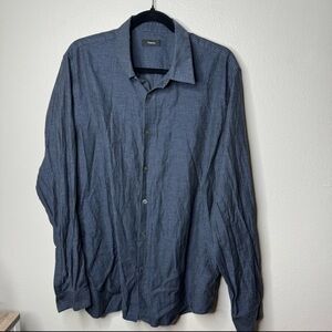 Theory Men’s Button Down Cotton Long Sleeve Collared Shirt